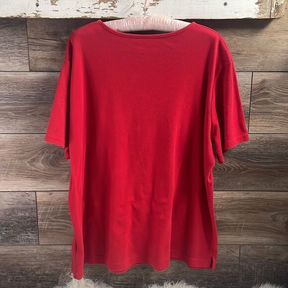 Wish for Joy Red Embroidered Snowflakes Top Scoop Neck Top, Size 20/22W - Picture 5 of 6